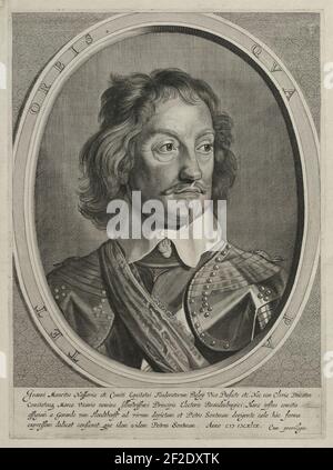 Portret van Johan Maurits, graaf van Nassau-Siegen in een ovaal met randschrift. Stock Photo