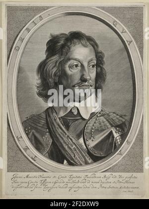 Portret van Johan Maurits, graaf van Nassau-Siegen in een ovaal met randschrift. Stock Photo