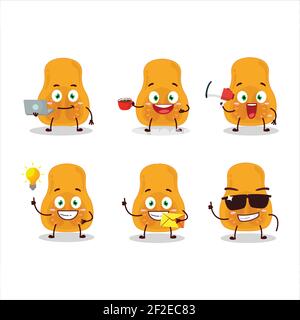 Slice of butternut squash cartoon character with various types of business emoticons. Vector illustration Stock Vector