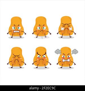 Slice of butternut squash cartoon character with various angry expressions. Vector illustration Stock Vector