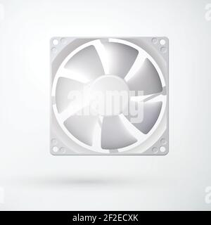 Light cooling system concept with computer fan in realistic style on white background isolated vector illustration Stock Vector