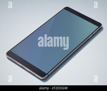 Stylish touch screen smartphone object on the blue background with large dark blue blank screen without upper corner on the picture isolated vector il Stock Vector