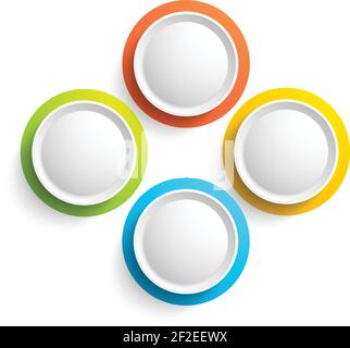 Abstract web elements collection with four colorful round buttons on ...