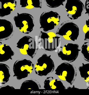 vector seamless pattern abstract grungy circles paint on bright background. Hand drawing Stock Photo