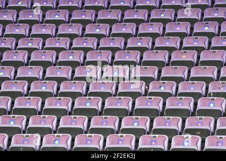 Florence, Italy. 11th Mar, 2021. Empty seats at the stadium during ACF Fiorentina Femminile vs Mancherster City FC, UEFA Champions League Women football match in Florence, Italy, March 11 2021 Credit: Independent Photo Agency/Alamy Live News