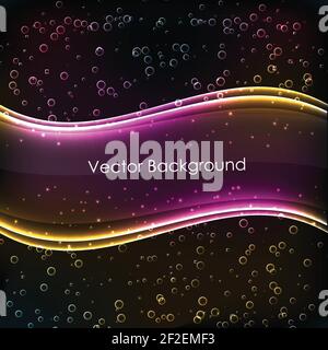 Abstract background with shiny purple wave on dark bubble backdrop vector illustration Stock Vector
