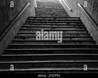 Grungy stairways at the entrance of a Bucharest subway station. Stock Photo