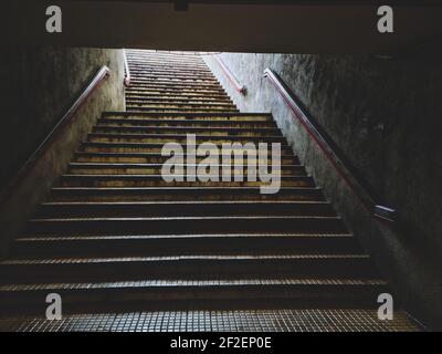 Grungy stairways at the entrance of a Bucharest subway station. Stock Photo