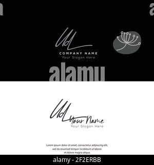 U D UD Initial letter handwriting and signature logo. Beauty vector initial logo .Fashion, boutique, floral and botanical Stock Vector