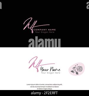 W F WF Initial letter handwriting and signature logo. Beauty vector initial logo .Fashion, boutique, floral and botanical Stock Vector