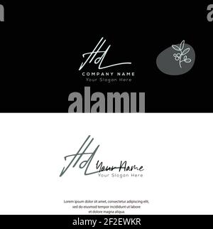 H D HD Initial letter handwriting and signature logo. Beauty vector initial logo .Fashion, boutique, floral and botanical Stock Vector