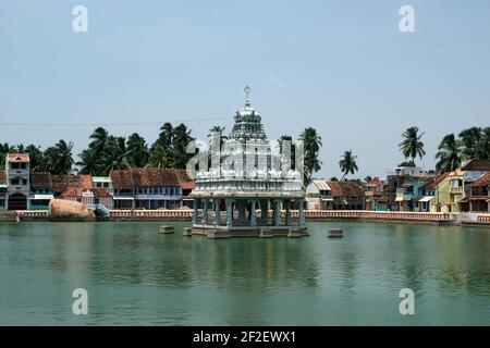 Suchindram temple dedicated to the gods Shiva, Vishnu and Brahma, protected by UNESCO. Kanniyakumari, Tamil Nadu, South India Stock Photo