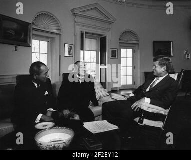 President John F. Kennedy Meets with Former Prime Minister Shigeru Yoshida of Japan. Stock Photo