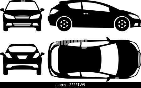 Car side view line drawing on black background in vector format Stock ...