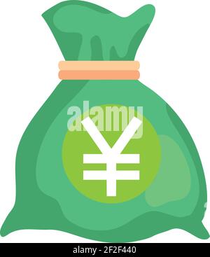 China Renminbi Yuan Currency Note money Bag icon in Green color for Apps and Websites Stock Vector