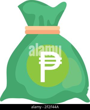 Chile Peso Currency Note money Bag icon in Green color for Apps and Websites Stock Vector