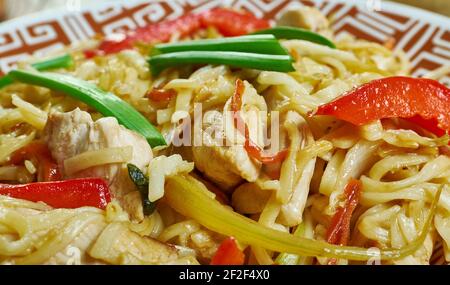 Chicken chow mein from Nepal, Nepali style chowmein Stock Photo