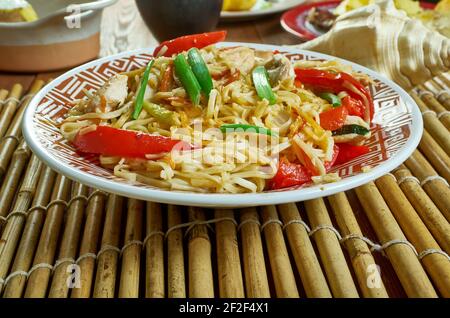 Chicken chow mein from Nepal, Nepali style chowmein Stock Photo