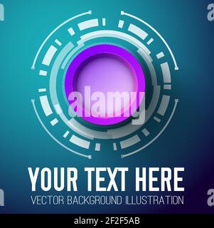 Abstract template using for advertising your text with round empty 3d sticker of purple color in center Stock Vector