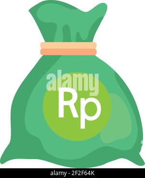 Indonesian Rupiah Currency Note money Bag icon in Green color for Apps and Websites Stock Vector