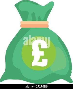 Isle of Man Pound Currency Note money Bag icon in Green color for Apps and Websites Stock Vector