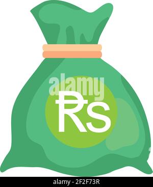 Mauritius Rupee Currency Note money Bag icon in Green color for Apps and Websites Stock Vector