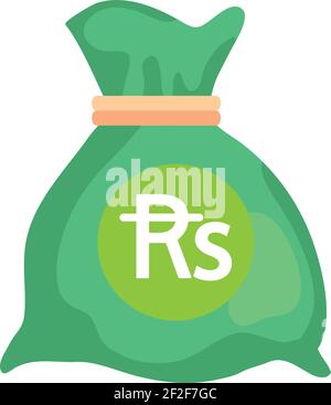 Nepalese Rupee Currency Note money Bag icon in Green color for Apps and Websites Stock Vector
