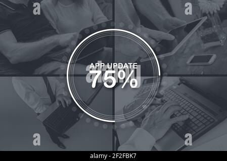Application update concept illustrated by pictures on background Stock ...