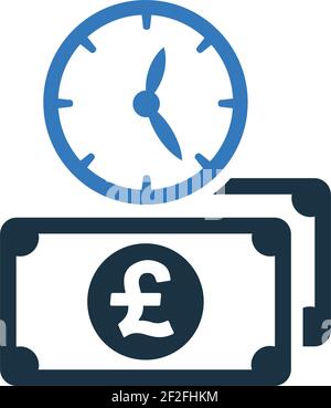 Bank clock, pound sterling, payment time icon is use in designing and developing websites, commercial, print media, web or any type of design project. Stock Vector
