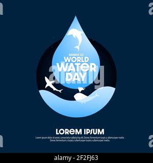 Creative World Water Day Greeting Card, Stock Vector
