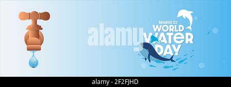 Save water world water day header or banner concept Stock Vector