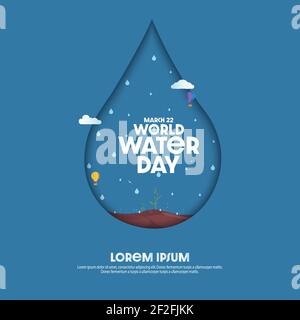 Save water world water day poster or banner concept, Vector Illustration. Stock Vector