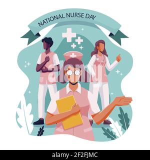 Flat national nurses day illustration Vector illustration. Stock Vector