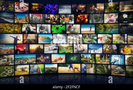 smart television. media content on demand. tv channel pack. blurred background Stock Photo