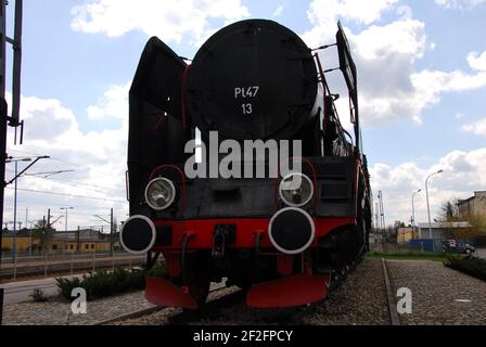 Steam locomotive, old locomotive, old steam, Skarżysko-Kamienna, train, steam, locomotives, PT47, locomotives PT47 Stock Photo
