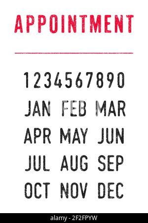 Vector illustration of the word Appointment with the line and editable dates (day, month and year) in ink stamps Stock Vector