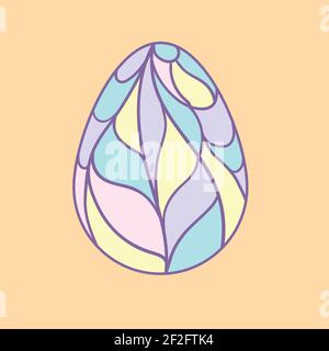 Happy Easter eggs with ornament. Black and white Happy Easter vector illustration. Boho Easter concept design in pastel, flat vector illustrations Stock Vector