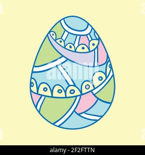 Happy Easter eggs with ornament. Black and white Happy Easter vector illustration. Boho Easter concept design in pastel, flat vector illustrations Stock Vector