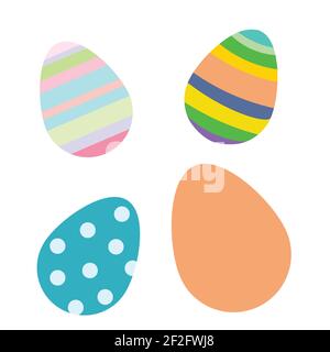 Happy Easter eggs with ornament. Black and white Happy Easter vector illustration. Boho Easter concept design in pastel, flat vector illustrations Stock Vector