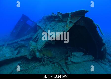 Schiffswrack eines Fischerbootes am Grund des Atlantiks (Gran Canaria, Kanarische Inseln, Atlantischer Ozean) Stock Photo