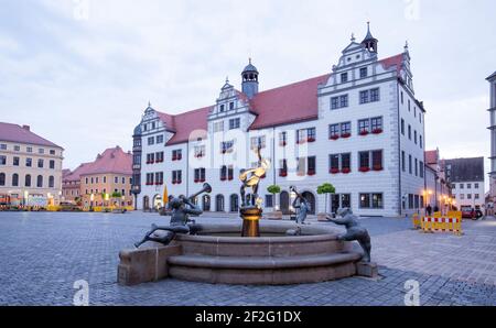 Town hall, market square, Torgau Stock Photo