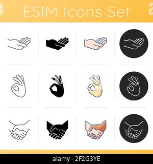 Hand gestures icons set Stock Vector