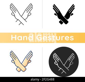 Crossed arms stop gesture icon Stock Vector