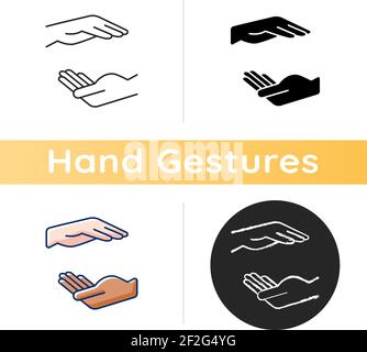 Two hands holding something icon Stock Vector