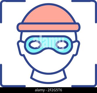 Facial recognition for criminality prosecution RGB color icon Stock Vector