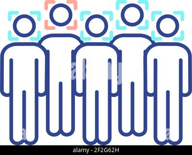 Facial recognition system RGB color icon Stock Vector