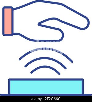 Biometric handscanner RGB color icon Stock Vector