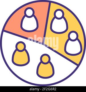 Audience segmentation RGB color icon Stock Vector