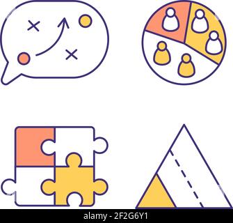 Marketing strategy RGB color icons set Stock Vector