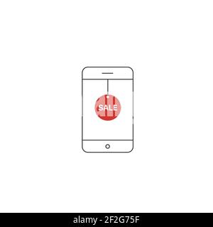 Online shopping concept with red sale sign Stock Vector